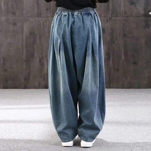 High waisted Oversized Loose Jeans Women's Streetwear Spring and Autumn Art Retro Casual Denim Lantern Pants Female