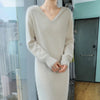 100%Pure Mink Cashmere Knitted Dress Ladies Hooded Collar Large Size Long Skirt Casual High Waist Hooded Skirts Autumn Dress