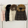 Real Fox Fur Down Coat Female Autumn Winter Warm Hooded Real Fur Duck Down Jacket Long Sleeves Outerwear Women Puffer Jacket