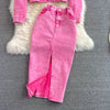 Denim 2 Piece Sets Jacket Skirt Women Suit Long Skirts Outerwear Outfits Single Breasted Pockets Washed Coat Ensemble