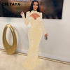 Women Mesh See Though Diamonds Rhinestones Cutout Front Long Sleeve Sexy Party Club Evening Prom Maxi Long Dress