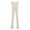 American Retro Wood Ears Cuff Ribbed Knitting Flare Pants Woman High Waist Stretch Slim Skinny Trousers Legging Bottom