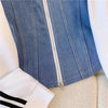 Pant Set Women Two Piece Sets Denim Splice Zipper Matching Sets Casual Coats Wide Leg Long Pants Lace Up Elastic Waist