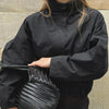 Street Chic Red Turtleneck Zipper Jackets Autumn Casual Long Sleeve Outerwear Coats For Woman Tops Female