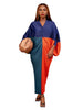 Elegant Women Pleated Patchwork Double Wear Batwing Long Sleeve V-neck Bodycon Midi Maxi Long Dresses Vestidos