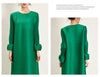 Pleated Dress Women's Round Neck Long Sleeve Casual Loose Lady Elegant Women's Dress