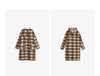 Women Woolen Long Coat Winter Nomadic Style Sheep Wool Plaid Hooded Cow Horn Buckle Female Overcoat