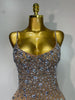 Rhinestones Sexy Mesh See Through Bodycon Dress Women Birthday Evening Cocktail party Gown Red Carpet Club Stage Outfit