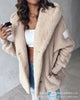 Lamb Leather Jacket Coat Women Long Sleeve Fleece Coats Outwear Buttoned Pocket Design Hooded Keep Warm Teddy Coat