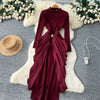 Long Dress Women Sexy Dresses Mock Neck Vestidos Y2k Streetwear Full Sleeve Tight Waist Elegant Splice Party Night Work