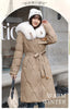 White Fur Collar Down Cotton Parkas Padded Coat Women Winter Long Over The Knee Waist Warm Thick Parkas Coat