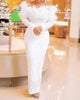 Elegant Embroidered Flares Dress for Women Off Shoulder Feather Slim Party Cocktail Wedding Guest Plus Size Long Dresses