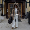 Vintage Hooded Faux Fur Coat Women Winter Slavic Style Girl Striped Fox Fur Jacket Long Overcoat