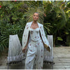 Floral Print Three-Piece Set Corset Top Oversized Blazer Wide Leg Pants Spring Vacation Women Outfit Chic Elegant Lady Suit