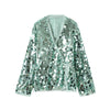 Autumn Women Sequin Kimono Jacket Coat Long Sleeve V Neck Female Casual Loose Outerwear Chic Lady Wrap Outfits