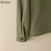 Women Autumn Jackets Casual Turn-Down Collar Long Sleeve Button Up Solid Outerwear Commuting Work Wear Overshirts