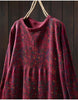 Japanese Vintage Mori Girl Floral Printed Knitted Sweater Pullover Dress Women Autumn O-Neck Long Sleeve Casual Loose Dresses