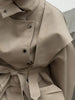 Lace Up Stand Collar Trench Coat Women Chic Lapel Single Breasted Waist Cinching Lady Autumn Commute Street Coats