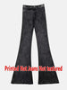 Women Faux Denim Print Flare Pants High Waist Stretch Bootcut Leggings Fake Jeans Bell Bottom Long Trousers