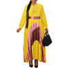 Elegant Women Dresses Bow Collar Full Sleeve Belt Waisted Ankle Length Ladies Birthday Party Dinner Dress Cloth