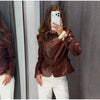 Women's Crocodile Embossed Short Jacket Round Neck Long Sleeve Single Breasted Coat Vintage Y2K Streetwear Autumn Casual Outfit