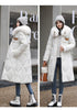 White Fur Collar Down Cotton Parkas Padded Coat Women Winter Long Over The Knee Waist Warm Thick Parkas Coat
