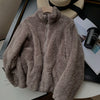 Korean style Coat Women Autumn Winter Women's Long Plush Fleece Zipper Jacket Women Fur Cardigan Coat
