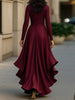 Irregular Hem Dress Woman's Spring Autumn Elegance Satin Deep V-neck Lace-up Robe Lady Foreign Style Party Prom Vestidos