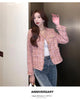 All-Match Tweed Coat Female Elegant O-Neck Cropped Jacket Women Spring Autumn Korean Small Fragrance Jacket Outwear