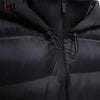 CH Womens Round Sew On Patch Detail Horizontal Quilted Hooded Padded Jacket Full Zipper Casual Daily Wear