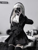 Gothic Vintage Girl Slim Patchwork Dress Women High Street Lace Skinny Long Sleeve Dresses France Sweet White Clothing