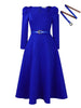 Autumn Stylish Women Evening Party Dress Long Puff Sleeve Elegant Pleated A-Line Gowns Birthday Wedding Celebrate Robes