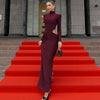 Turtleneck Long Sleeve Sexy Maxi Dress Women Elegant Autumn Winter Hollow Out Ruched Club Party Long Dresses Female