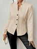 Autumn and Winter Woman Textured Button Front Blazer Stand Collar Long Sleeve Fit for Office and Casual Wear Suit Jacket