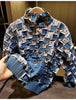 Pleated Jacket Plisse Womens Fall 3D Pleated Color-Block Print Coating Casual Loose Fitting Commuter Long Sleeve