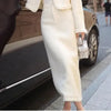 Women's Winter Little Fragrance Short Tweed Blazers Skirt Set Vintage Solid Color Round Neck Tassel Jacket Two-piece Sets