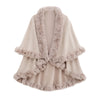 Winter Thicken Mink Wool Full Trims Faux Fur Cape for Women Hooded Loose Fleece Cloak Coat Party Wraps Warm Cape