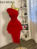 Women One Shoulder Stacked Ruched Ruffles Asymmetrical Bodycon Midi Dress Parties Vacation Street Dresses Vestidos