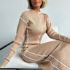 Autumn Women's Elegant Slim Fit O-Neck Long Sleeve Dress High Street Bright Line Decoration Designer Vintage Style