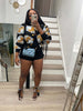 Elegant Women Button Front Floral Appliques Long Sleeve Jacket Thick Warm Winter Streetwear Outwear