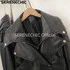 Women's Black Faux Leather Cropped Moto Jacket Asymmetric Zip PU Biker Coat Female Autumn Vintage Punk Outerwear