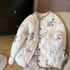 Vintage Floral Printed Cotton Coat Women's Clothing Warm Autumn Winter Cotton-padded Jacket Light Thin Tops Long Sleeve