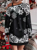 Christmas Snowflake Print Off Shoulder Dress Women Winter Long Sleeve Loose Party Mini Dresses For Women