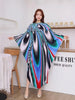 Pleated Printting Batwing Sleeve Dress For Women Spring Autumn Chic V-Neck Loose Famale Clothing 2DB4541