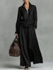 Elegant Solid Loose Two Piece Set Lapel Zipper Pullover & Wide-leg Pant Suit Women Casual Long Sleeve Outfits