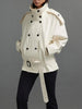 Loose Spliced Lace Up Trenchs for Women Stand Neck Long Sleeves Patchwork Double Breasted Trench Female