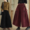 Women's Retro Corduroy High Waist Pants Autumn Winter Slim A-Line Wide Leg Trousers with Pockets Lace-Up Clothes