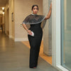 Women Short Cloak Sleeve Rhinestone Bodycon Long Dress Fall Vacation Evening Birthday Night Party Vestidos Sexy Dresses