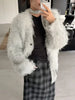 Women Autumn Furry Sweater Coat Single Button Design Knitted Warm Coat Thick Cardigans Clothes Tops For Women Sweater
