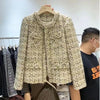 Spring Autumn Comfortable Be all-Match Short Women's Coat Small Fragrant Wind Loose Temperament Female Coarse Tweed Jacket